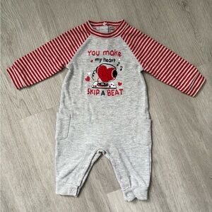 Valentine’s Day Baby Onesie | Grey & Red | Button Bottom | Easy Change Outfit